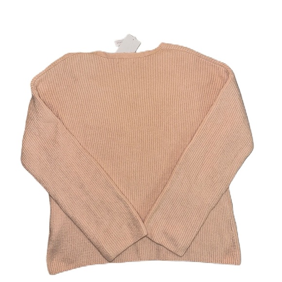 NEW Treasure & Bond Nordstrom M V-neck Pullover Sweater in Pink Ribbed knit - Picture 3 of 6